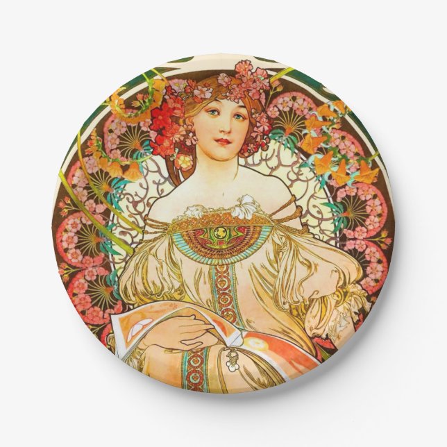 Prato De Papel Alphonse Mucha Art Nouveau Daydre (Frente)