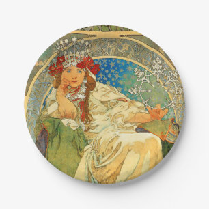 Prato De Papel Alphonse Mucha Art Nouveau Princess Hyacinth