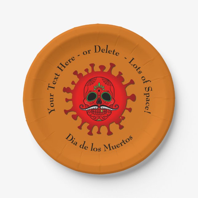 Prato De Papel Alterar QUALQUER Texto do los Muertos Vermelho - L (Frente)