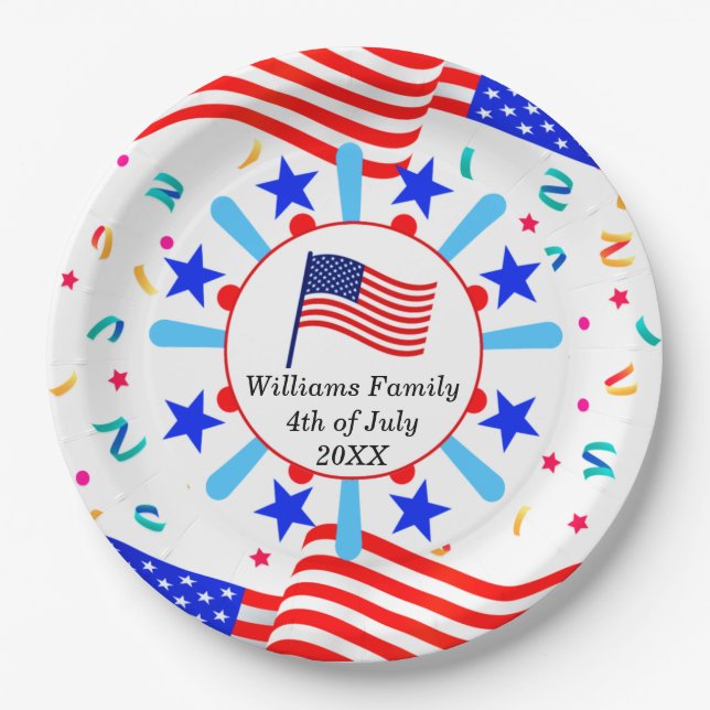 Prato De Papel Alterar qualquer texto EUA Sinalizar Independência (Frente)