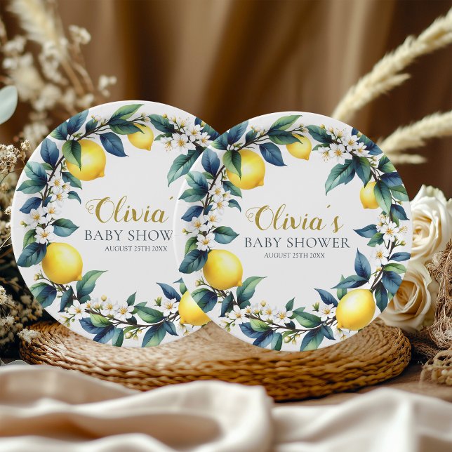 Prato De Papel Amalfi Coast Ciao Baby Paper Plates | Lemon Wreath (Criador carregado)