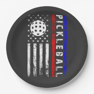 Prato De Papel Amantes de Pickleball Bandeira Americana 4 de Julh