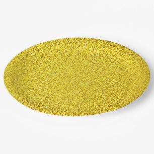 Prato De Papel Amarelo Brilho Dourado Cintilante Casamentos Anive