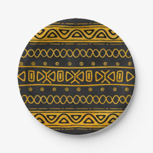 Prato De Papel Amarelo e preto africanos étnicos do teste padrã