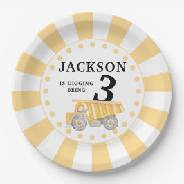 Prato De Papel Amarelo em placas de aniversário de construção