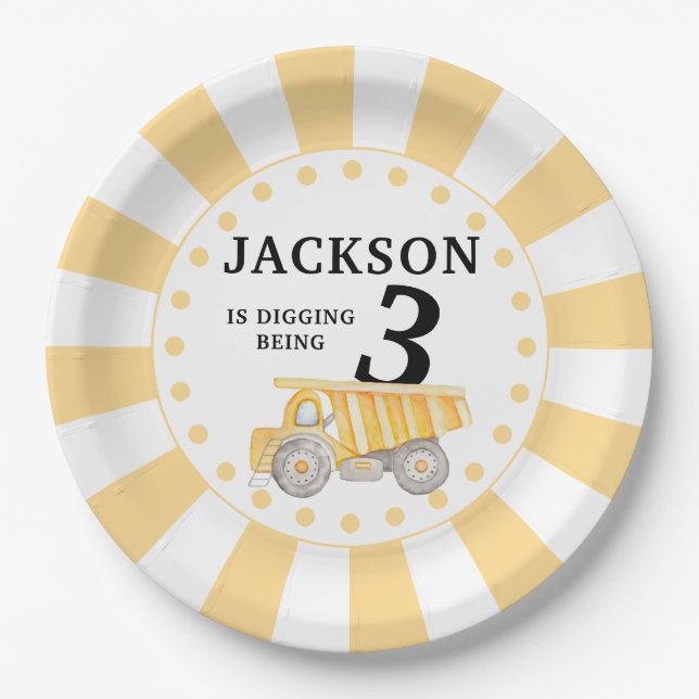 Prato De Papel Amarelo em placas de aniversário de construção (Frente)
