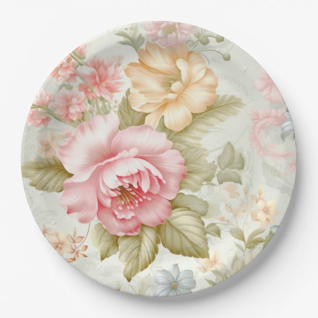 Prato de Papel Amarelo Rosa (Frente)