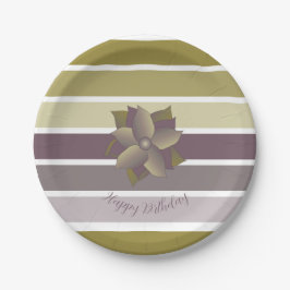 Prato De Papel Ameixa E Faixa Dourada Ampla