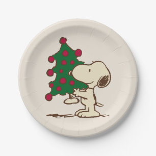 Prato De Papel Amendoins   Árvore de Natal de Snoopy