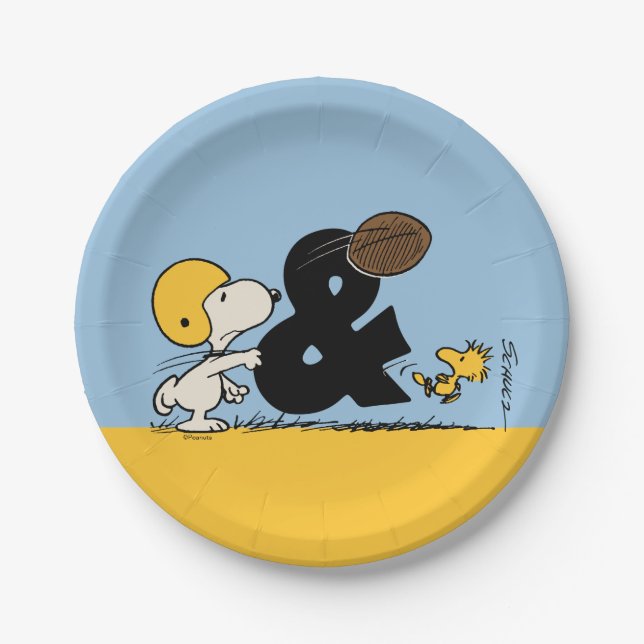Prato De Papel Amendoins | Futebol Snoopy & Woodstock (Frente)