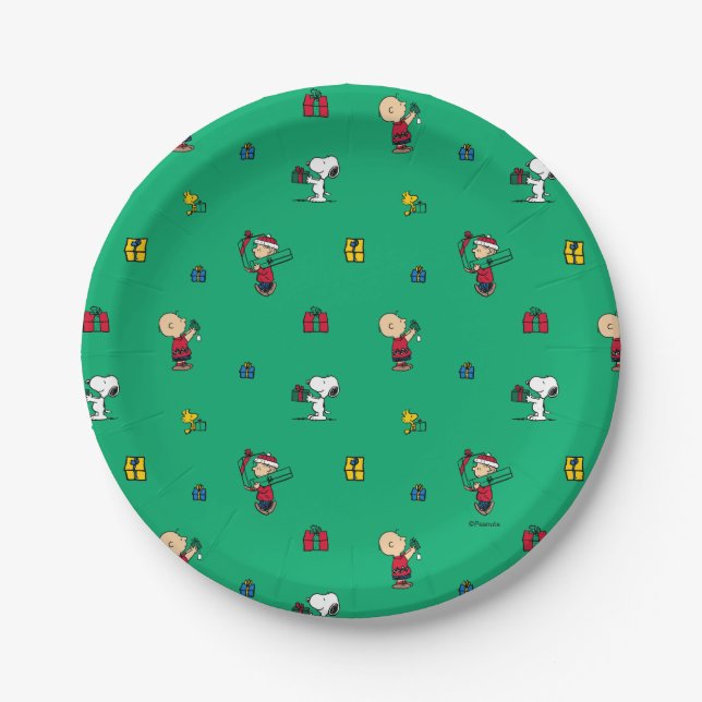 Prato De Papel Amendoins | Padrão de doação de presente de Natal (Frente)
