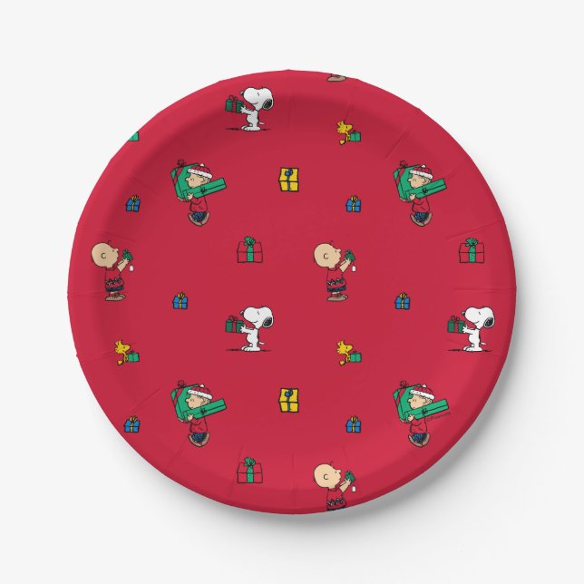 Prato De Papel Amendoins | Presente de Natal Com Vermelho (Frente)