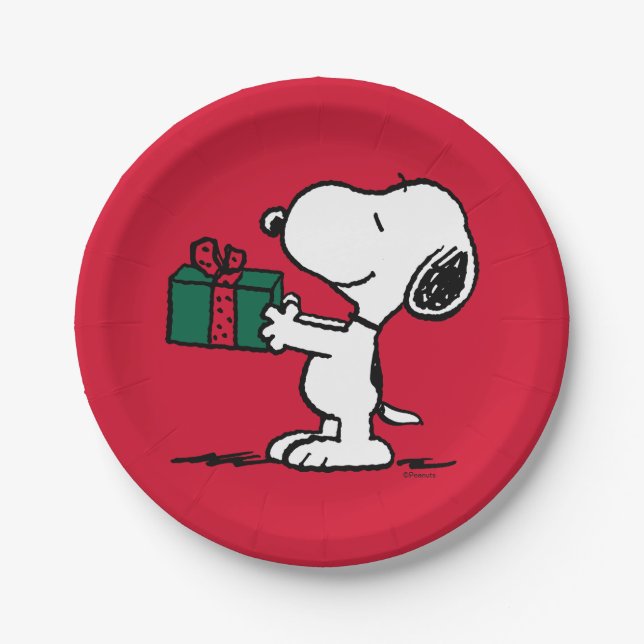Prato De Papel Amendoins | Presente de Natal Snoopy Giver (Frente)