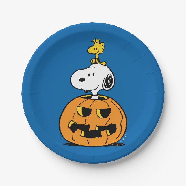Prato De Papel Amendoins | Pumpkin de Pop de Snoopy & Woodstock (Frente)