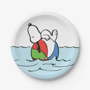 Prato De Papel Amendoins   Snoopy Beach Ball Beach