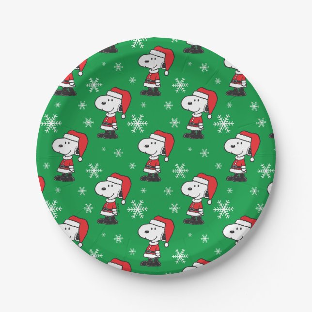 Prato De Papel Amendoins | Snoopy Papai Noel (Frente)