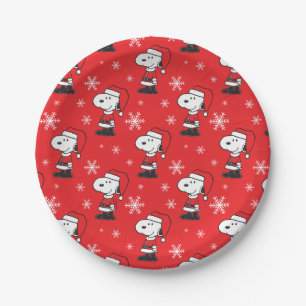 Prato De Papel Amendoins   Snoopy Papai Noel