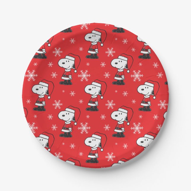 Prato De Papel Amendoins | Snoopy Papai Noel (Frente)