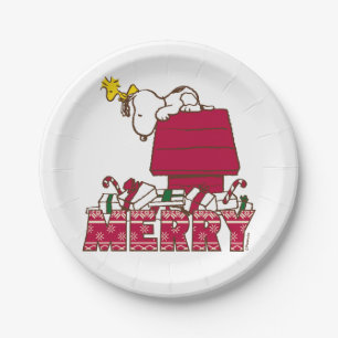 Prato De Papel Amendoins   Snoopy & Woodstock Feliz Ugly Sweater
