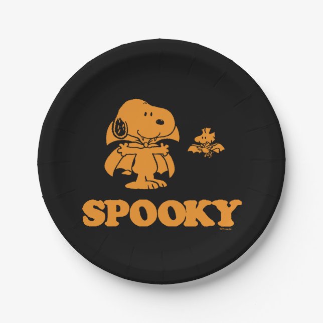 Prato De Papel Amendoins | Snoopy & Woodstock Spooky (Frente)