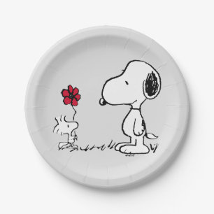 Prato De Papel Amendoins Snoopy & Woodstock Vermelho & Preto