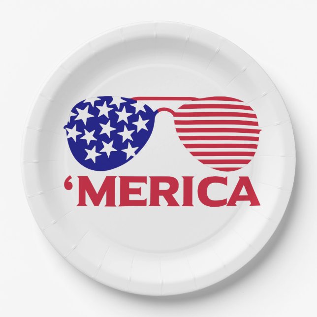 Prato De Papel América Red White — Óculos de sol azuis (Frente)