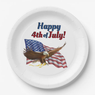 Prato De Papel American Flag e Eagle 4 de julho