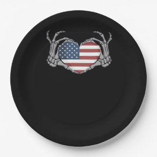 Prato De Papel American Flag Heart Feed