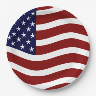 Prato De Papel American Flag Mark 9" Party Plates - Orgulho dos E