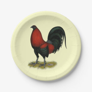 Prato De Papel American Game BB Black Red Rooster