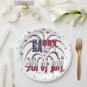 Prato De Papel American Stars and Stripes Feliz 4 de julho