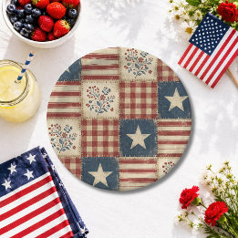 Prato De Papel Americana Patriótica 4 de Julho Dia da Memória