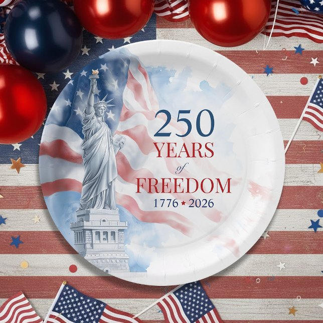 Prato De Papel America's Semiquincentennial 250 Years Freedom (Semiquincentennial 250 Years Freedom Paper Plates)