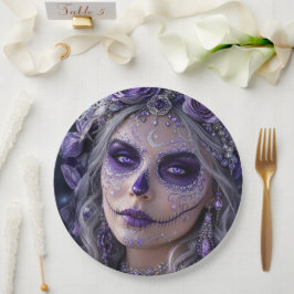 Prato De Papel Amethyst Moon Calavera – Purple Day of the Dead
