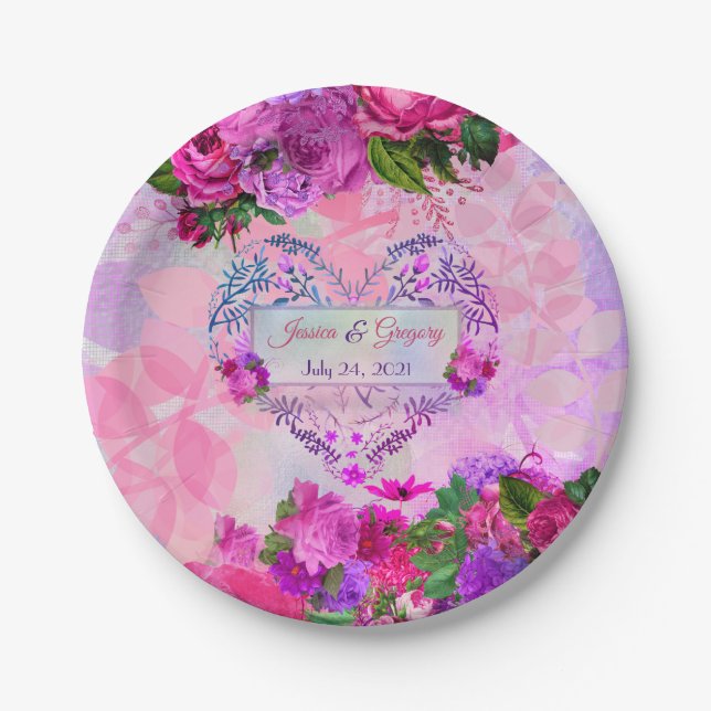 Prato De Papel Ametyst Raspberry Casamento Plate (Frente)