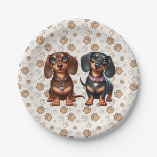 Prato De Papel Amigos bonitos de dachshund