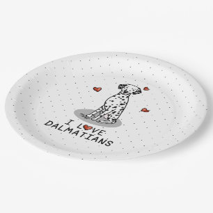 Prato De Papel Amo Dalmatianos (preto 1) Corações Bonitos