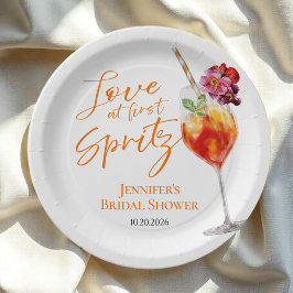 Prato De Papel Amor à Primeira Spritz | Chás de Noiva em Aquarela