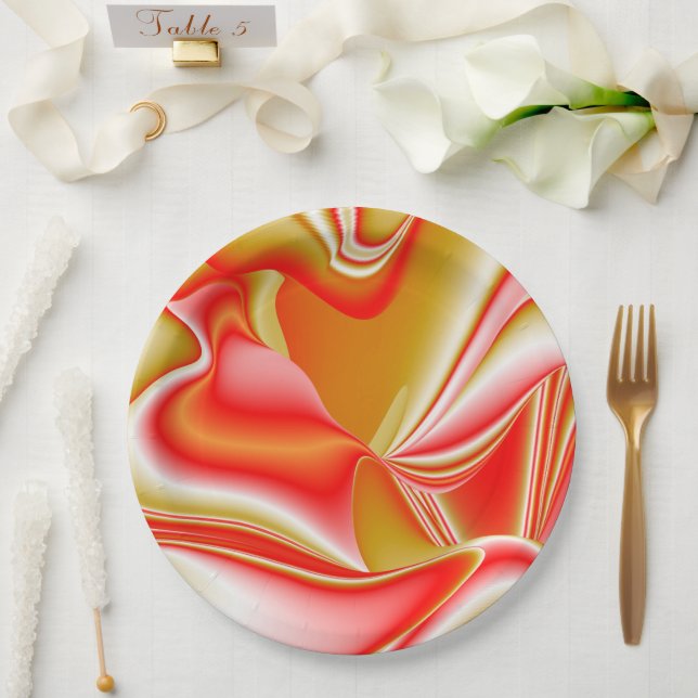 Prato De Papel Amor e Abstrato 3D Rainbowart Dourado (Casamento)