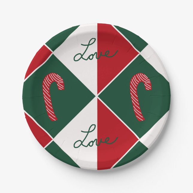Prato De Papel Amor e Bengalas de Natal (Frente)
