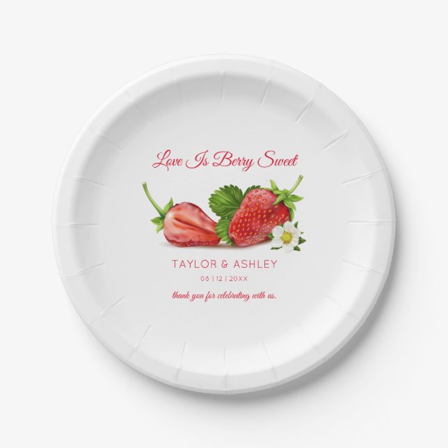 Prato De Papel Amor é Fruta doce de morango | Casamento (Frente)