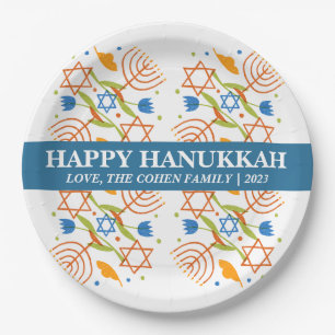 Prato De Papel Amor e Luz   Simples e Elegante família de Hanukka