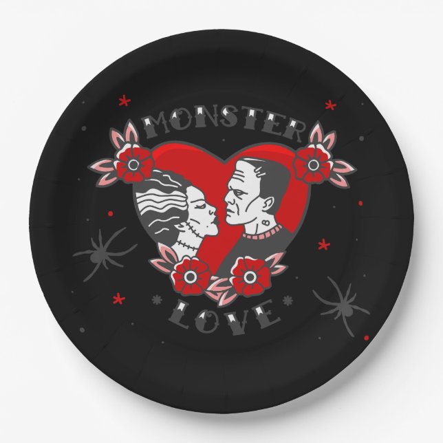 Prato De Papel amor monstro rockabilly frankenstein valentine (Frente)