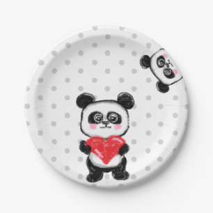 Prato De Papel amor panda, kawaii, pastel