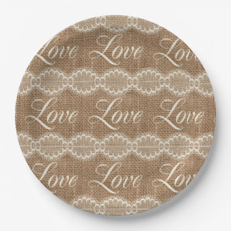 Prato De Papel Amor Rústico De Burlap
