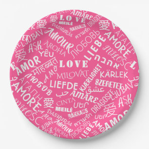 Prato De Papel AMOR - Vários Idiomas - Internacional Personaliz