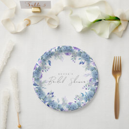 Prato De Papel Amostra de Jardim Floral Roxo Azul Casamento