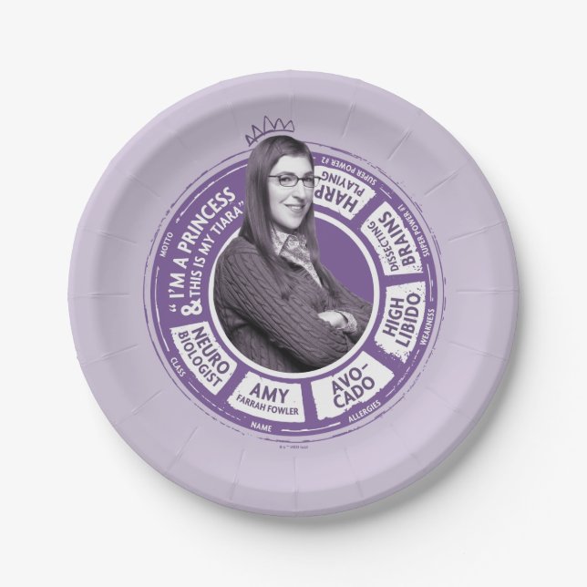 Prato De Papel Amy Farrah Fowler Info Graphic (Frente)