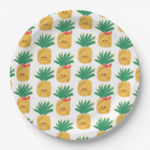 Prato De Papel Ananases Fofos Havaianos Aniversário Tropical