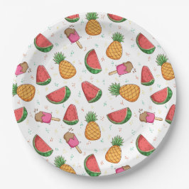 Prato De Papel Ananases, melancias e Sorvetes